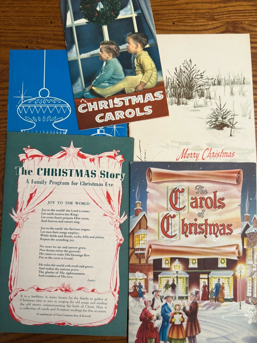 5 Vintage Christmas Carols Booklet Set - Red, Blue, Green Covers